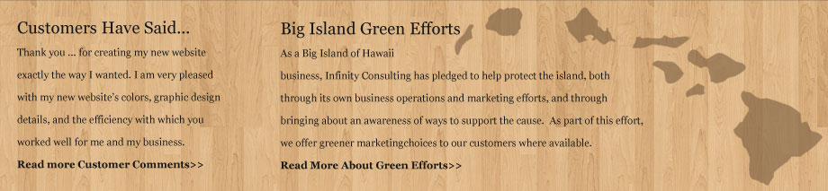 Big Island Hawaii Green Initiative and Infinity Consulting Customer Testimonials